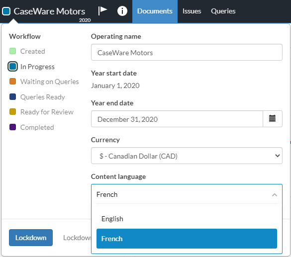 Engagement Properties popup.